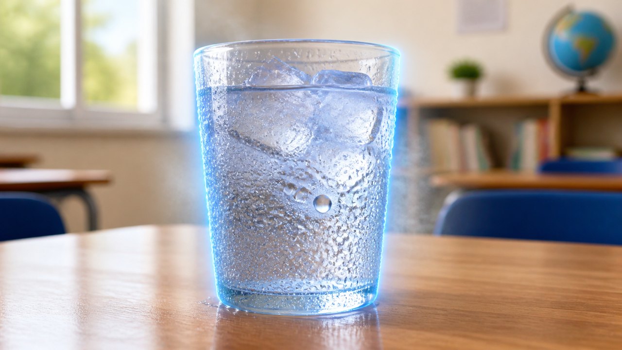 Primary 5 condensation lesson thumbnail showing droplets on the outside of a cold glass
