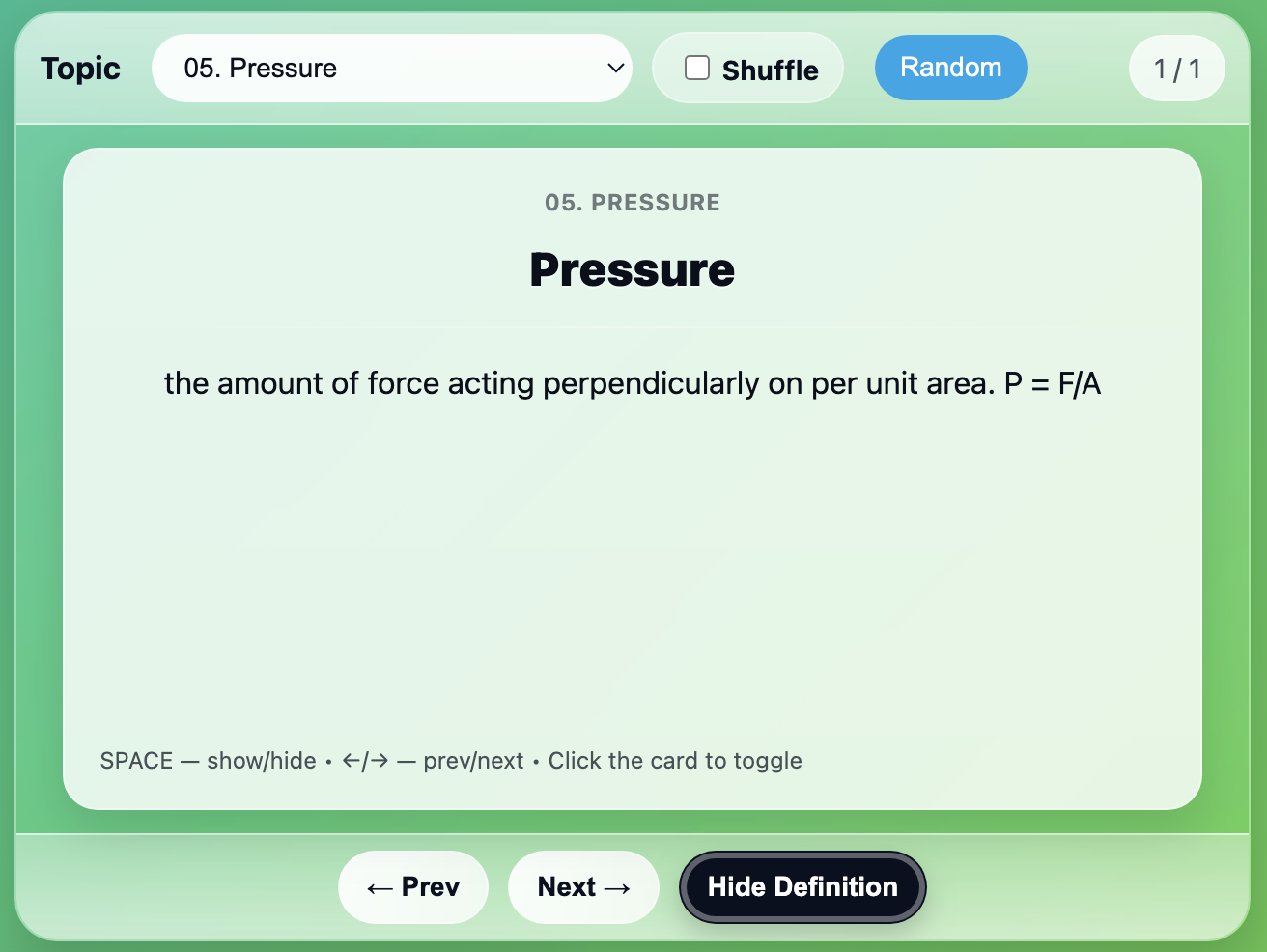 Definitions Flashcards Screenshot